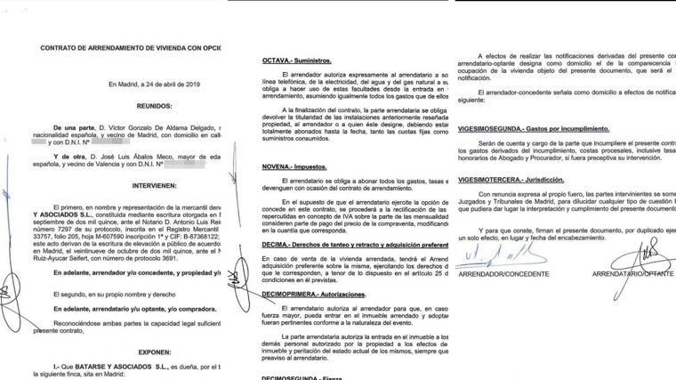 El contrato de un piso para que Ábalos presuntamente cobrara mordidas recogía el detalle de suministros, impuestos o fianza