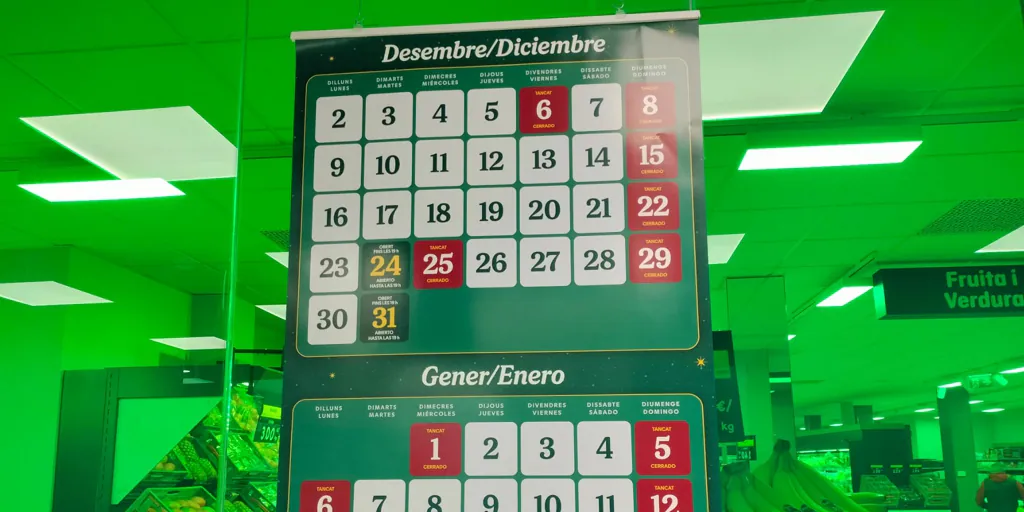 Mercadona cambia sus horarios por los festivos y el puente de diciembre