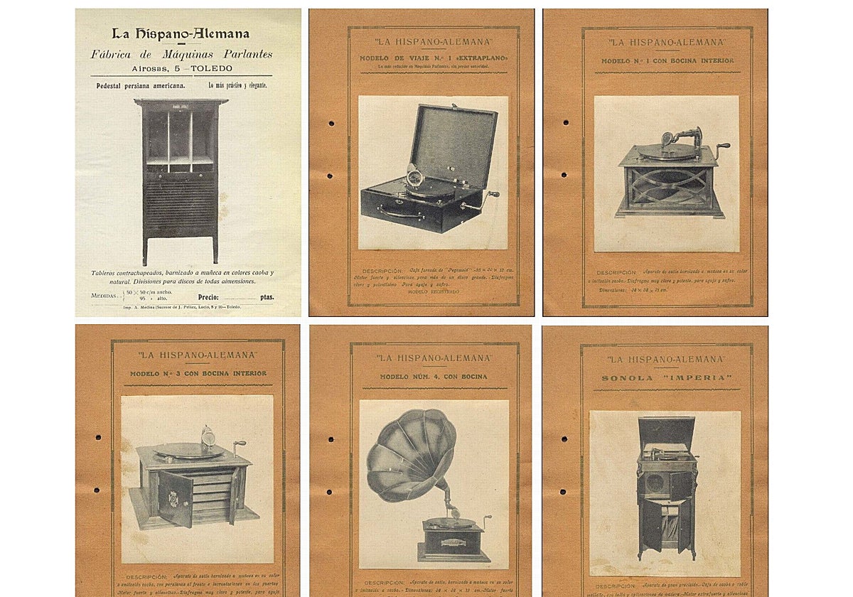 Catálogo de gramófonos y muebles elaborados por 'La Hispano Alemana'. Fábrica que promovía Martin Velasco Vega en Toledo desde 1921. Archivo Municipal de Toledo