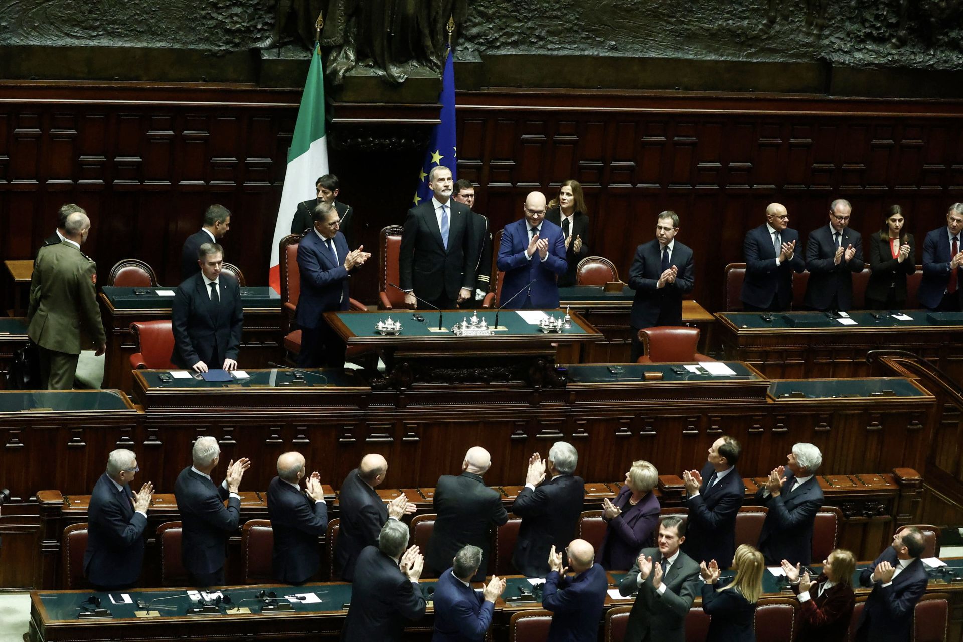 Ovación de la Cámara de Diputados de Italia al Rey Felipe VI.