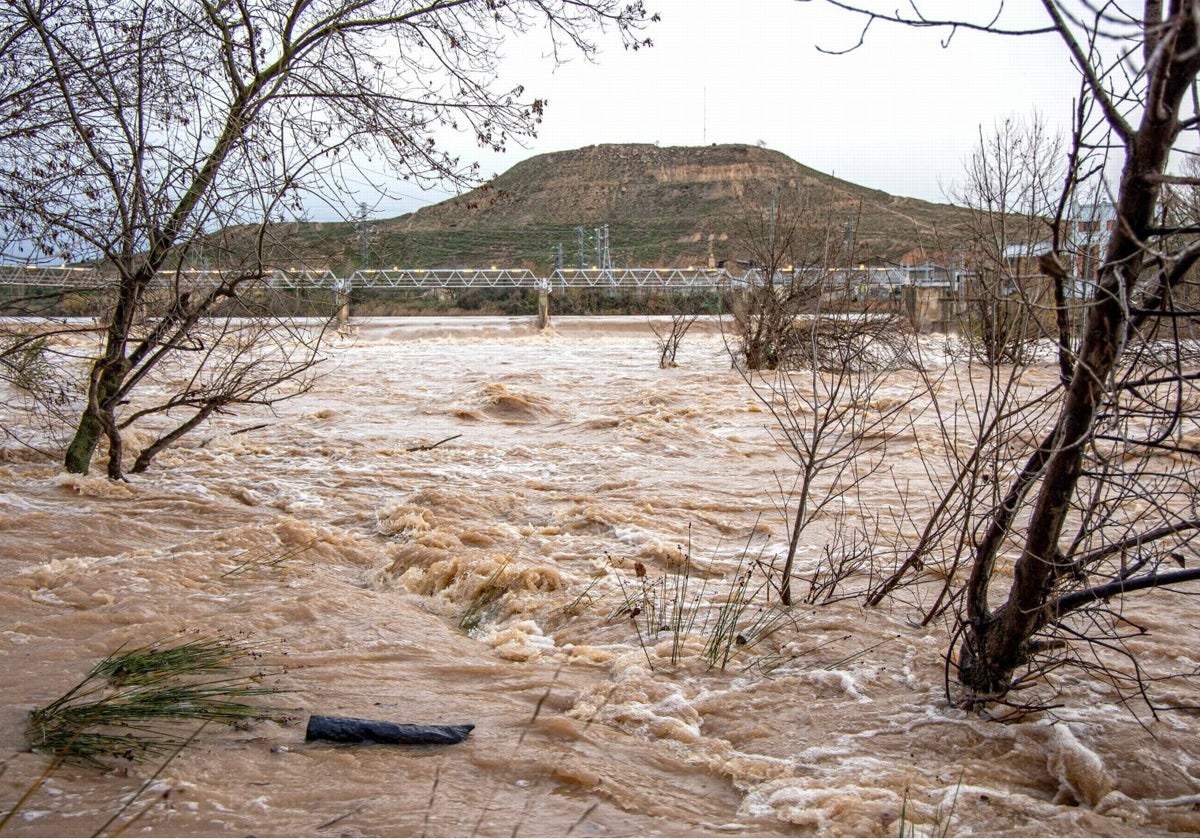 Aspecto que ofrecía esta semana uno de los afluentes del Ebro con la crecida