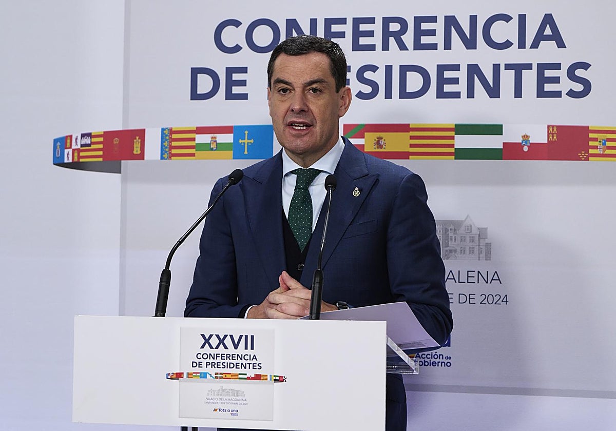 Juanma Moreno en su comparecencia tas la Conferencia de Presidentes