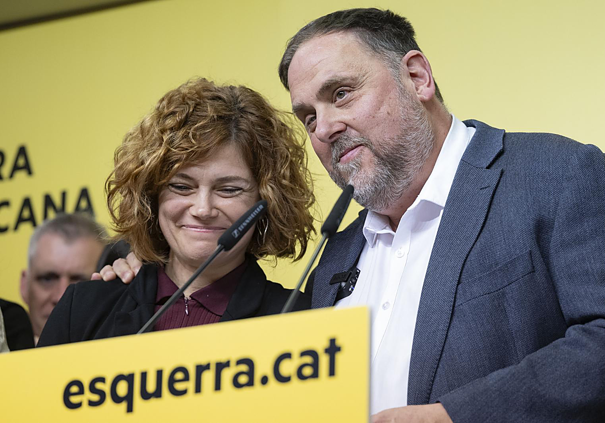 Elisenda Alamany y Oriol Junqueras, nuevo tándem que dirigirá ERC, ayer, tras ganar las primarias