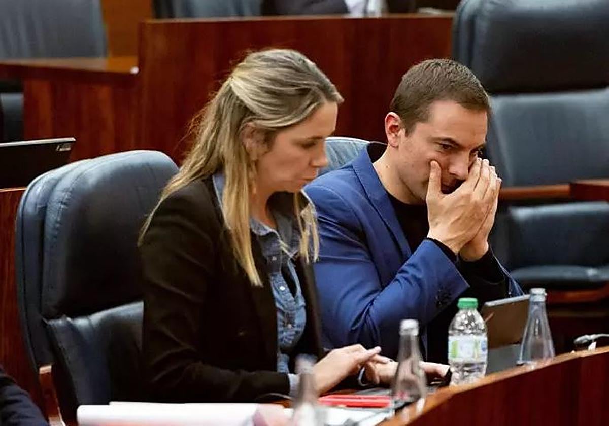 La diputada del PSOE en la Asamblea, Mar Espinar, y el exsecretario general del PSOE-M y exportavoz del PSOE en la Asamblea Juan Lobato