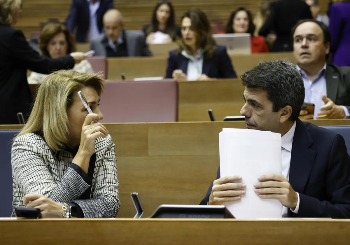 Imagen del presidente de la Generalitat Valenciana, Carlos Mazón, en el parlamento autonómico