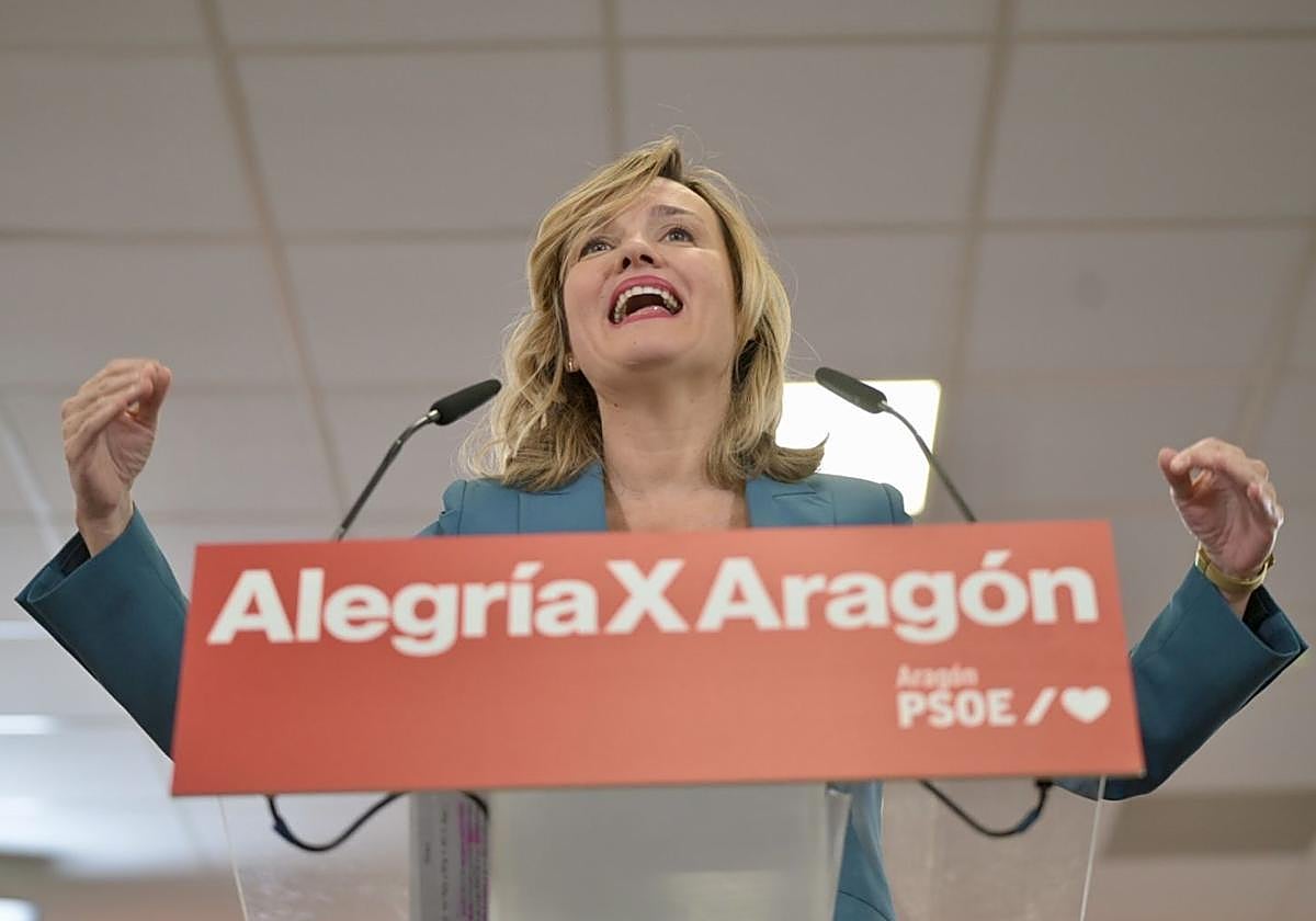 La portavoz del Gobierno, Pilar Alegría, en el acto para presentar su candidatura en La Zaida