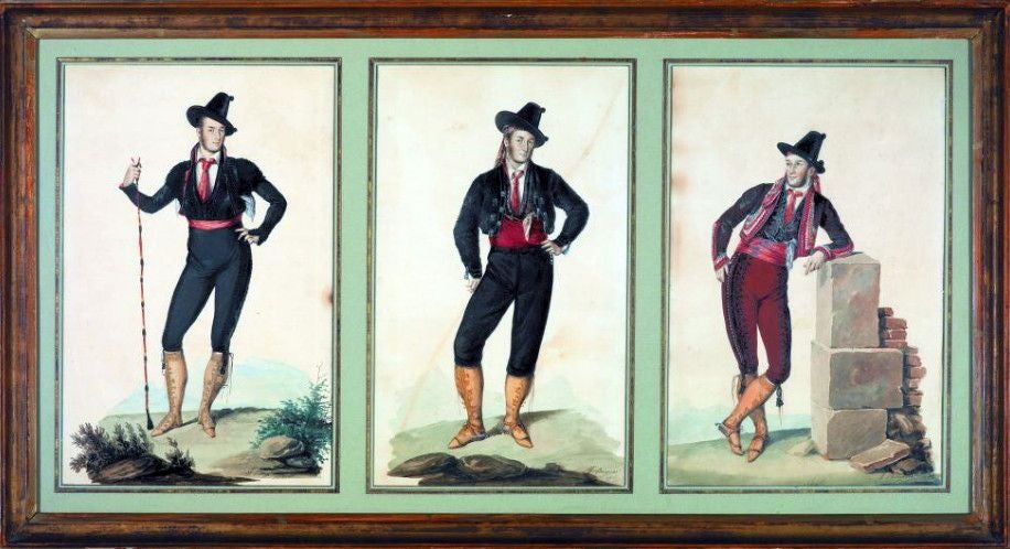 El viajero Richard Ford adoptó la indumentaria española en sus viajes. El pintor sevillano José Domínguez Bécquer le retrató vestido de majo en tres poses en 1832. (imagen de Wikipedia)