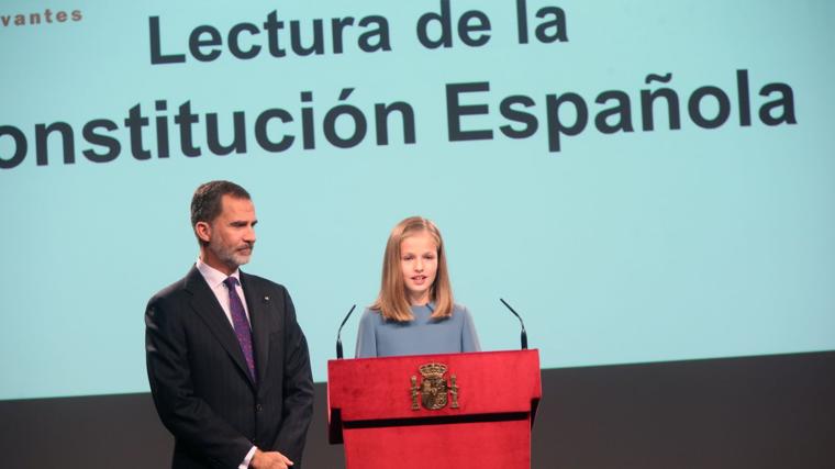 Protagonismo de la princesa (2018). Recordó con esta imagen las primeras palabras en público de la Heredera: cuando leyó el artículo primero de la Constitución.