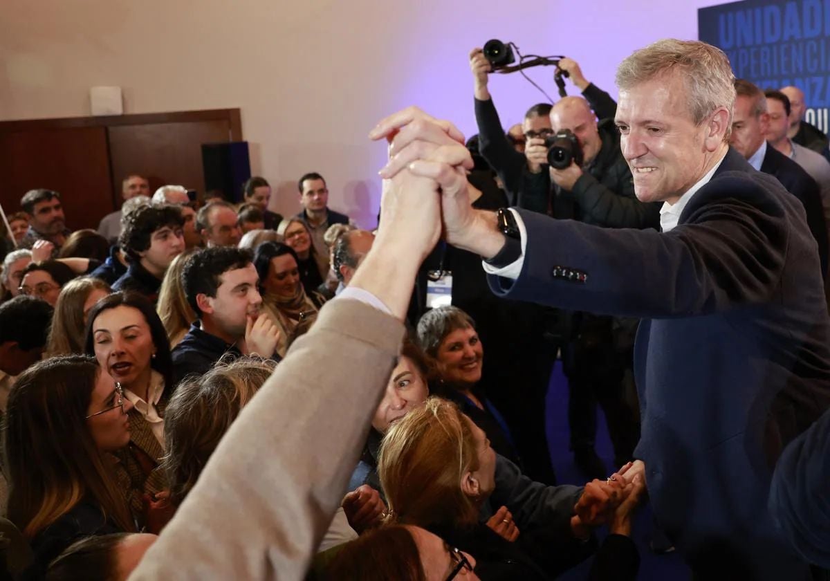 Alfonso Rueda tras su victoria en las elecciones autonómicas de febrero