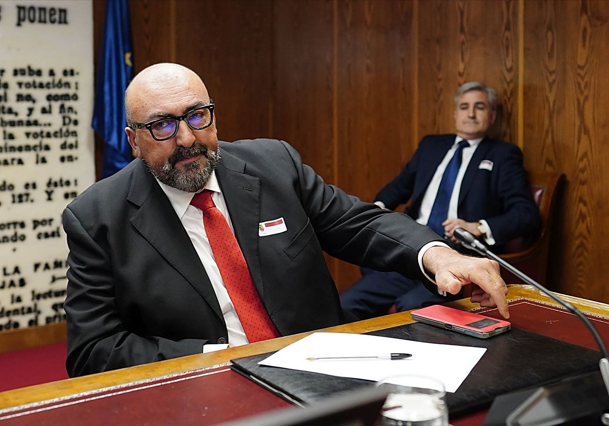 Koldo García, exasesor del exministro José Luis Ábalos, en la comisión de investigación del Senado por el caso que lleva su nombre, en abril de este año