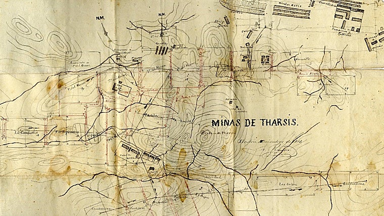 Mapa antiguo de las minas de Tharsis