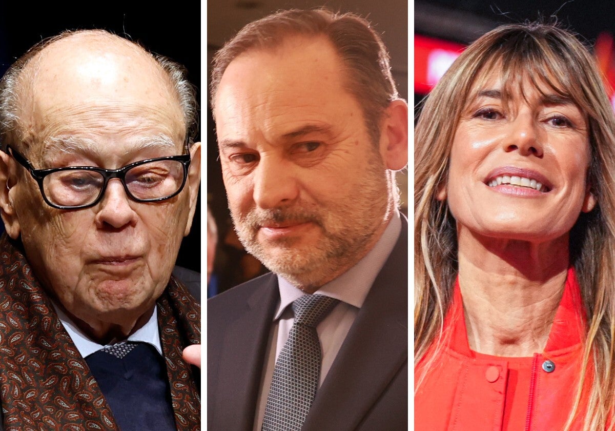 Jordi Pujol, José Luis Ábalos y Begoña Gómez