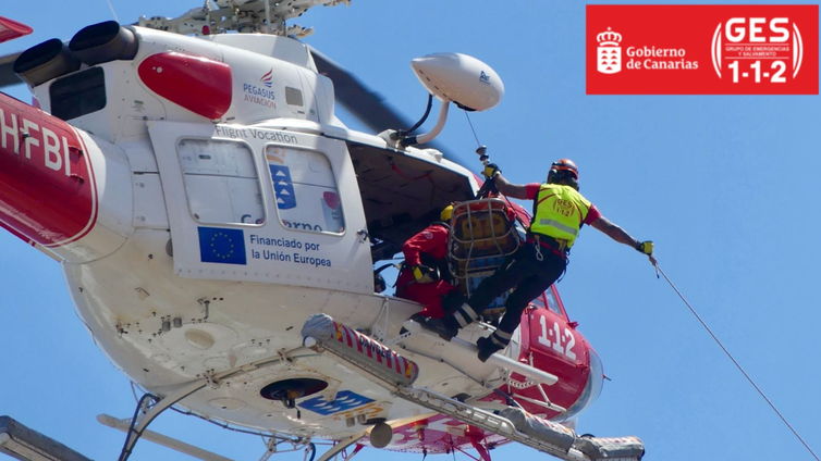 Un parapentista en Gran Canaria, evacuado en estado crítico tras una caída en una zona de difícil acceso