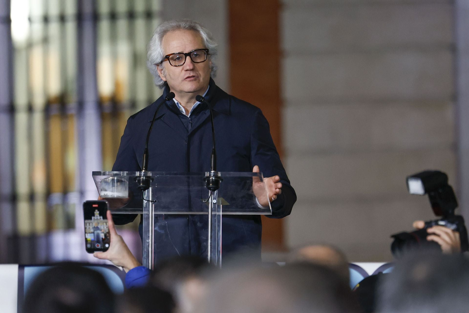 El secretario general de Ciudadanos, Carlos Pérez-Nievas, participa en la manifestación convocada en Madrid para apoyar al candidato opositor Edmundo González.