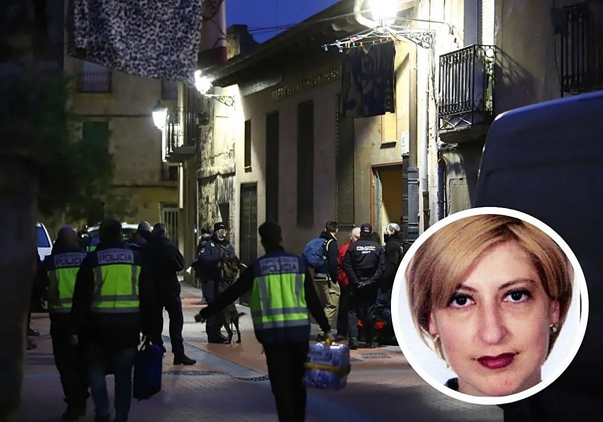 Efectivos de la Policía Nacional, junto a la Iglesia Evangélica Filadelfia en la calle Las Escuelas de Miranda de Ebro