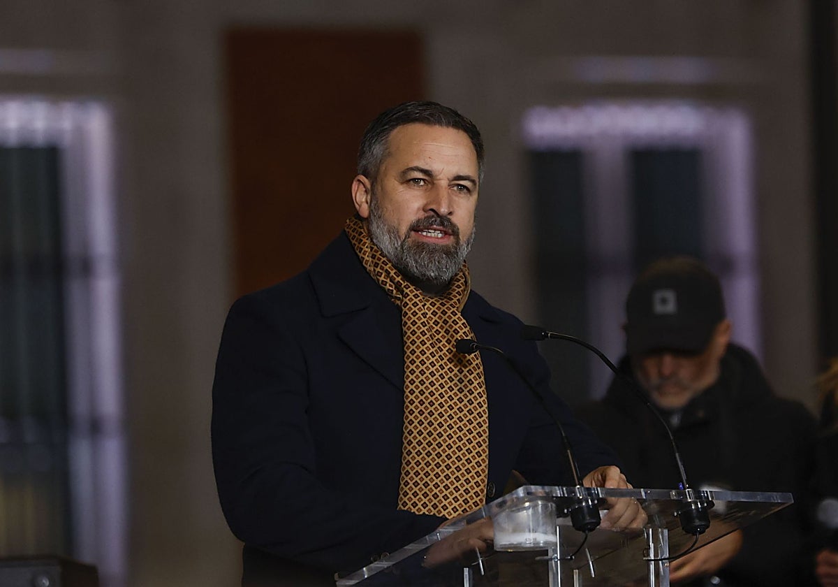 Santiago Abascal en Madrid en una protesta de apoyo a la oposición venezolana