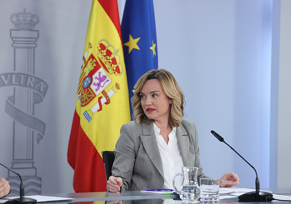La portavoz del Gobierno, Pilar Alegría, este martes en La Moncloa