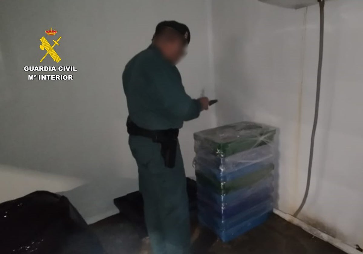 Imagen de un agente de la Guardia Civil con el pescado intervenido en Altea