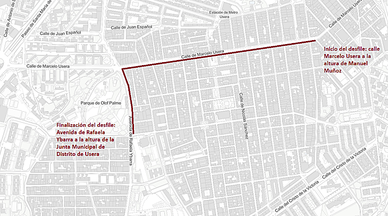 Plano del recorrido del destile del Año Nuevo Chino