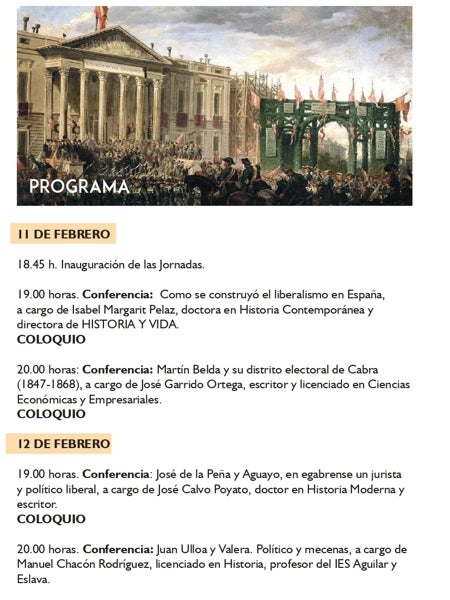 Las VIII Jornadas de Historia de Cabra versarán sobre egabrenses destacados en la política española del siglo XIX