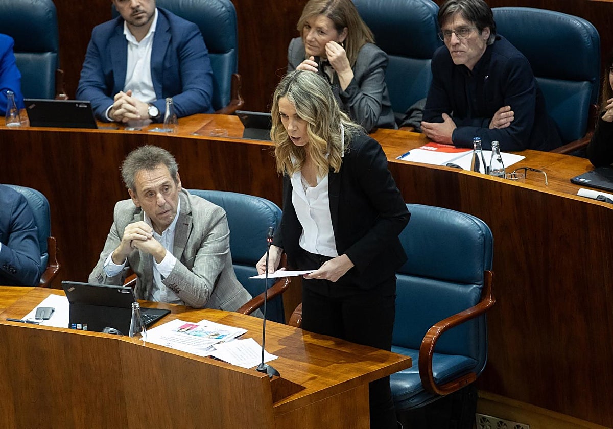 Mar Espinar, en su estreno como portavoz del PSOE en la Asamblea de Madrid