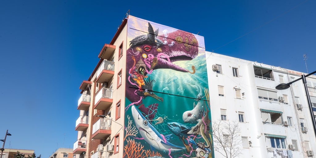 Dulk y Oceanogràfic unen arte y conservación en un mural sobre especies amenazadas del Mediterráneo en Valencia