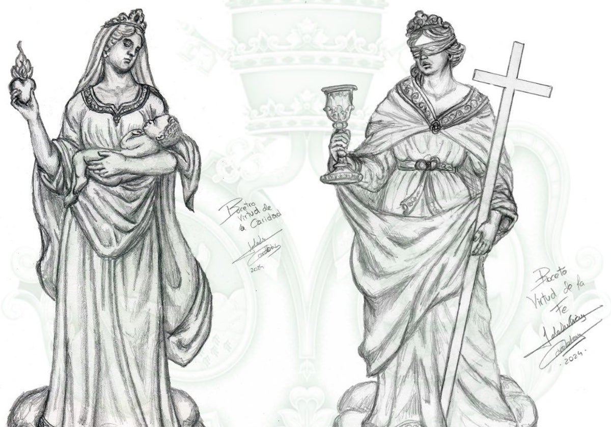 Dibujos de la Caridad y la Fe creados por Jesús de Julián