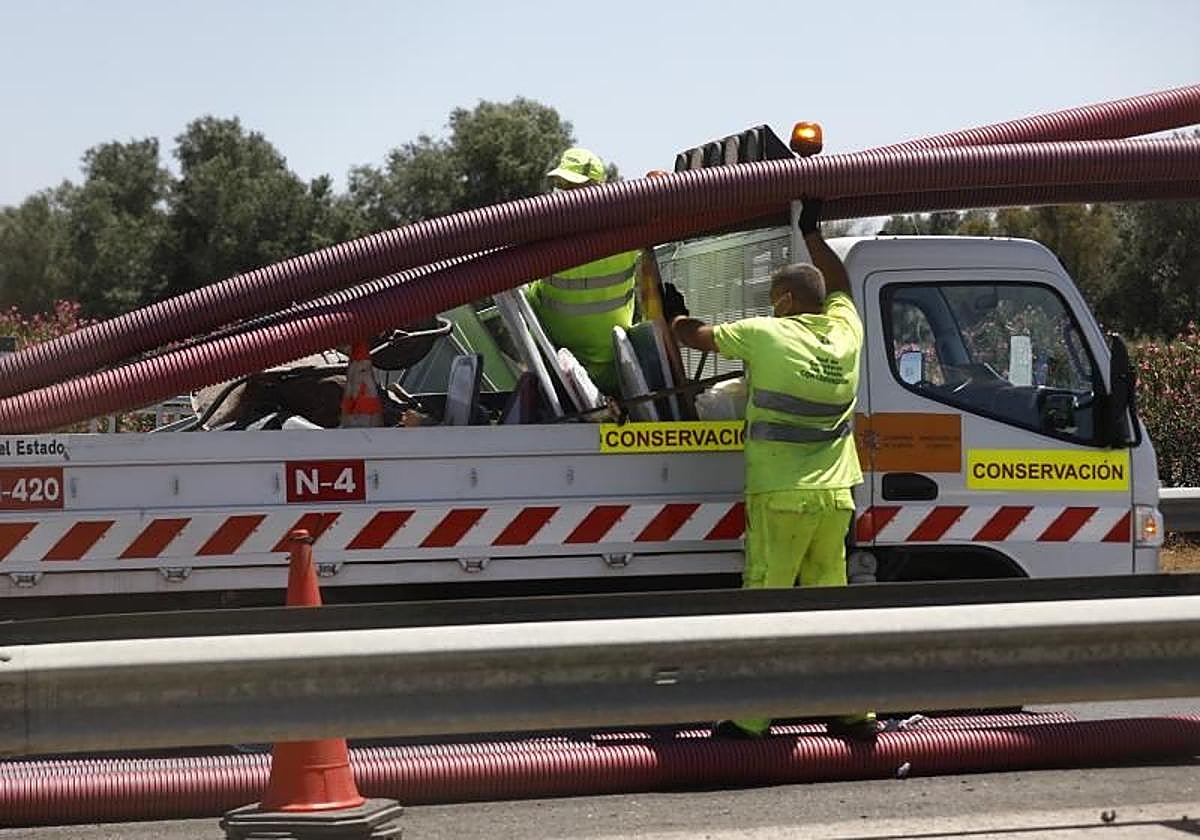 Servicio de Conservación de Carreteras en un accidente