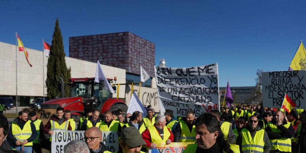 Decenas de agricultores se concentran ante las Cortes contra el acuerdo UE-Mercosur