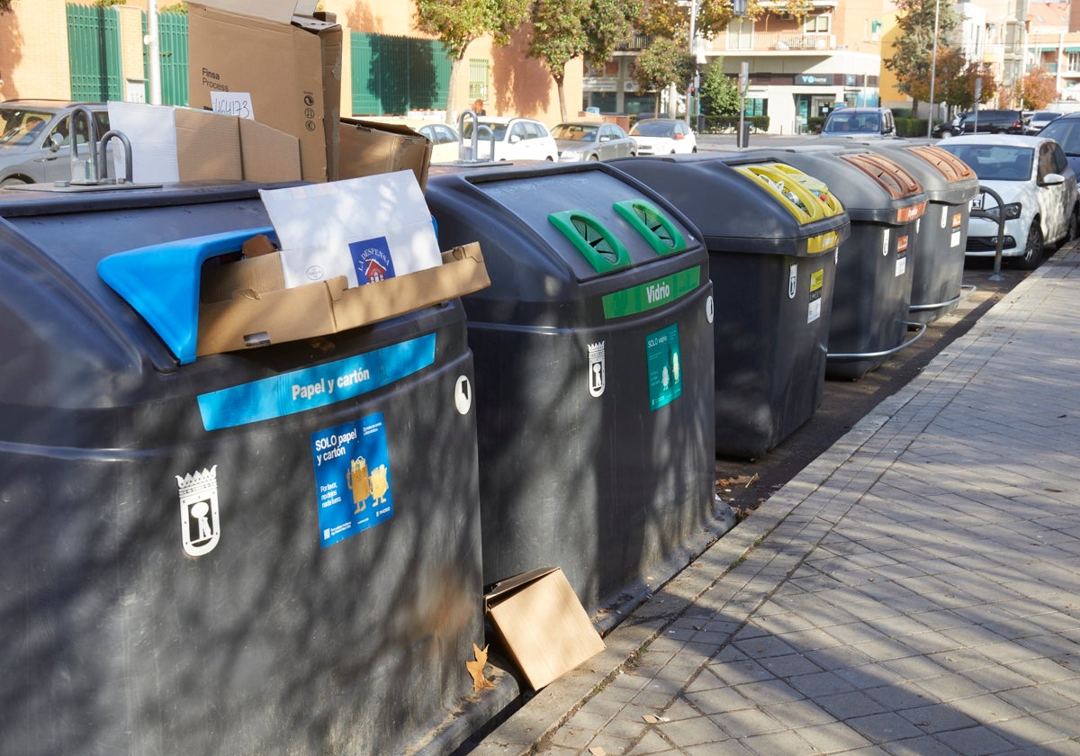 Cubos de basura en la capital