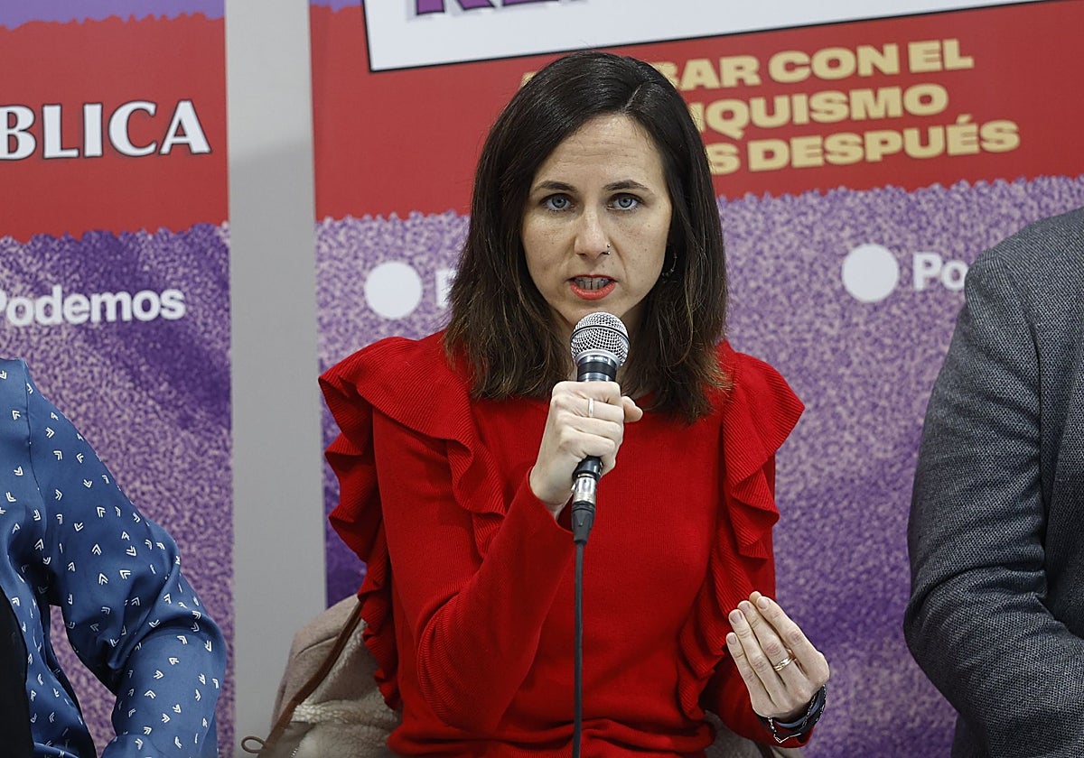 La secretaria general de Podemos, Ione Belarra, este sábado, en un acto titulado 'Hacia la república'