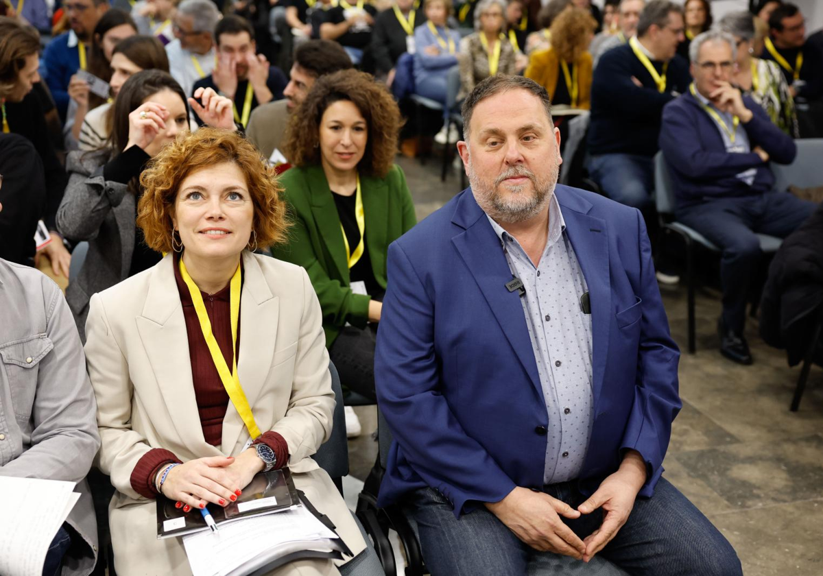 Elisenda Alamany y Oriol Junqueras, el sábado, en el Consejo Nacional de ERC