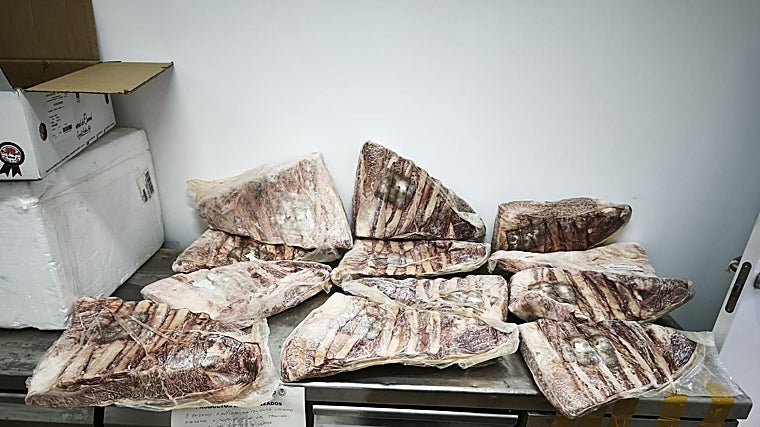 Parte de la carne ilegal incautada