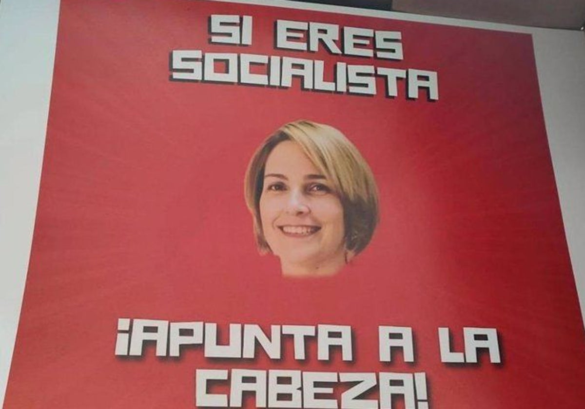Cartel mostrado con amenazas a la alcaldesa