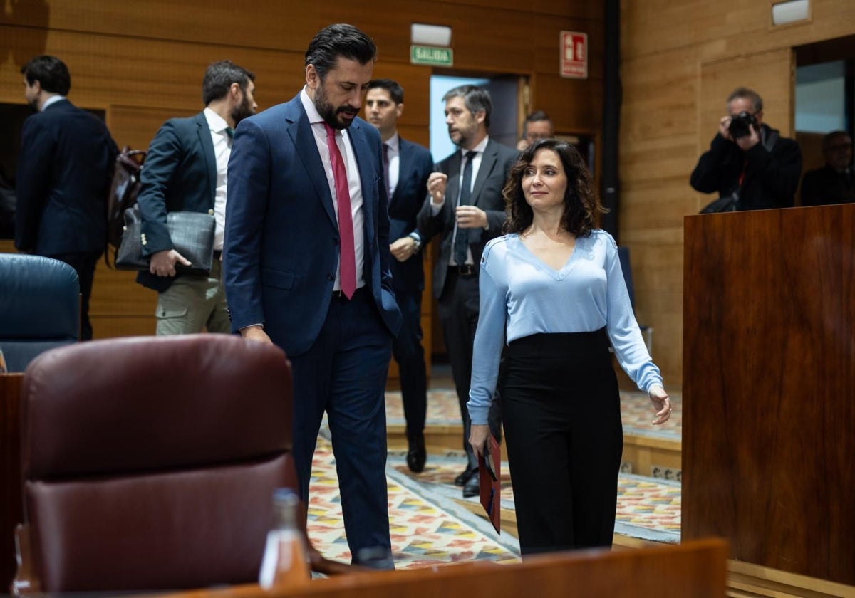 La presidenta de la Comunidad de Madrid, Isabel Díaz Ayuso, en la Asamblea