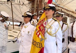 La Princesa Leonor, abanderada en Montevideo a bordo de Elcano