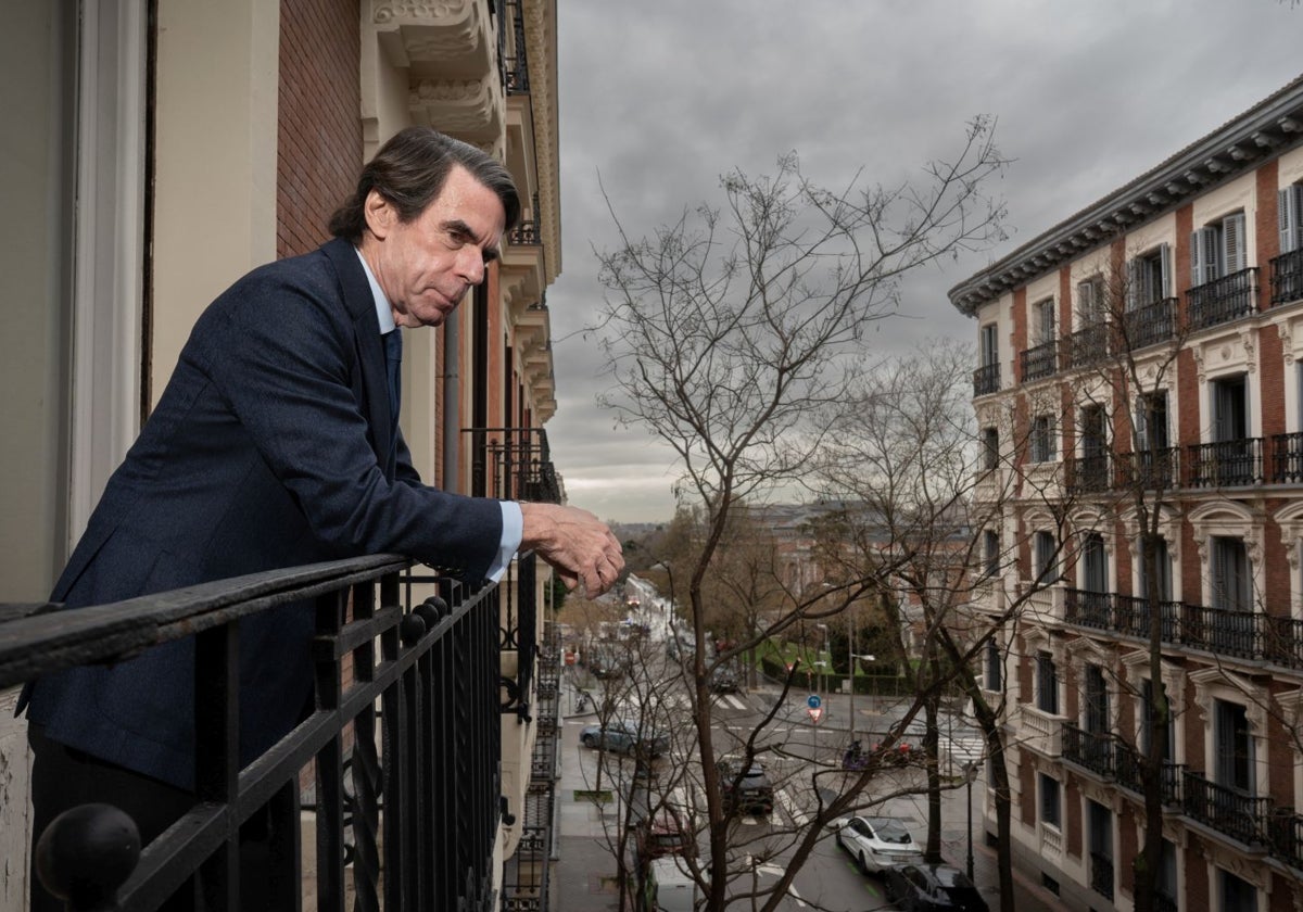 José María Aznar en la sede de FAES, en Madrid