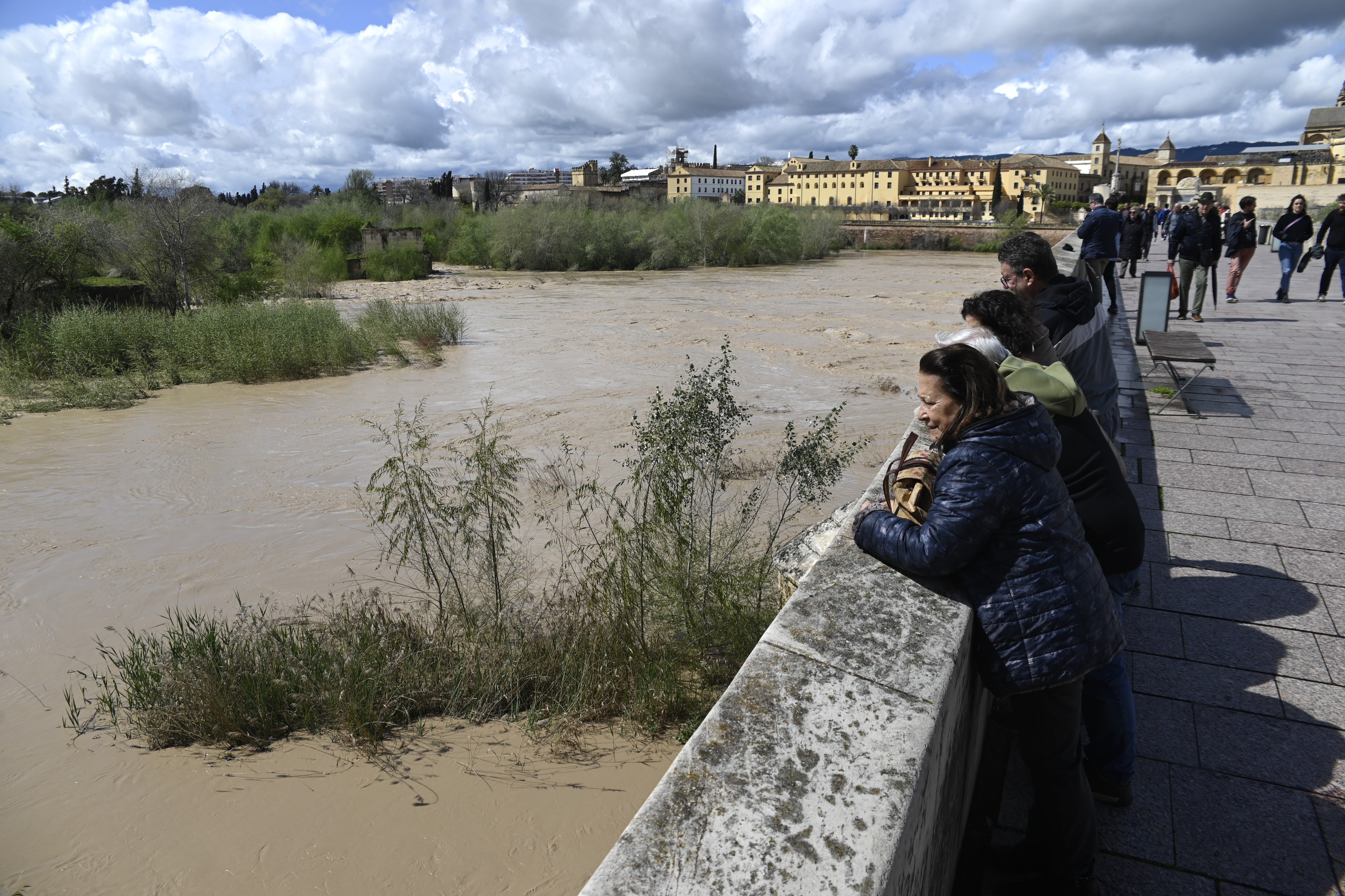 La inquietante crecida del río Guadalquivir a su paso por Córdoba, en imágenes