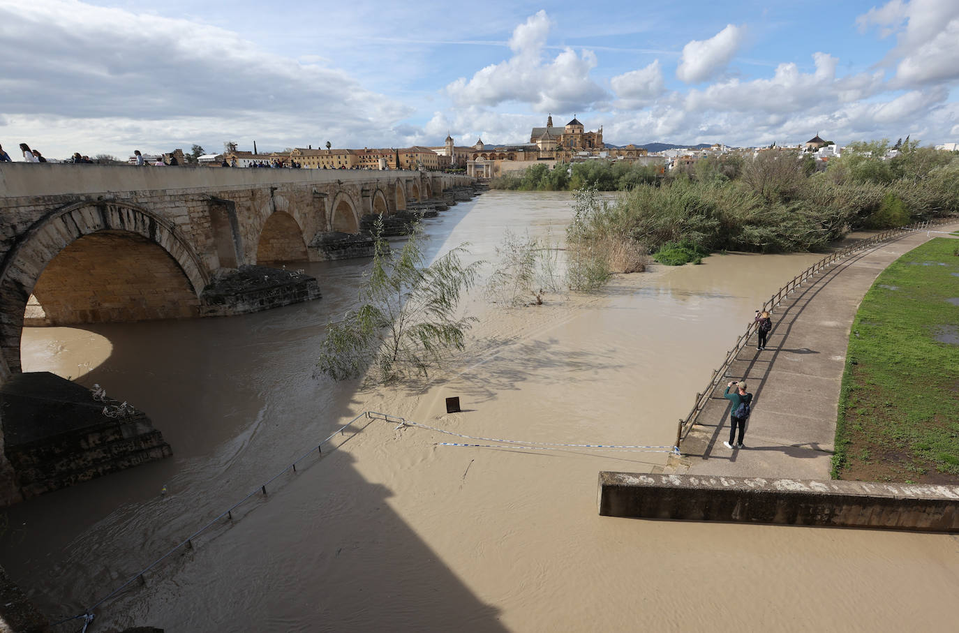 El impactante aspecto del río Guadalquivir a su paso por Córdoba
