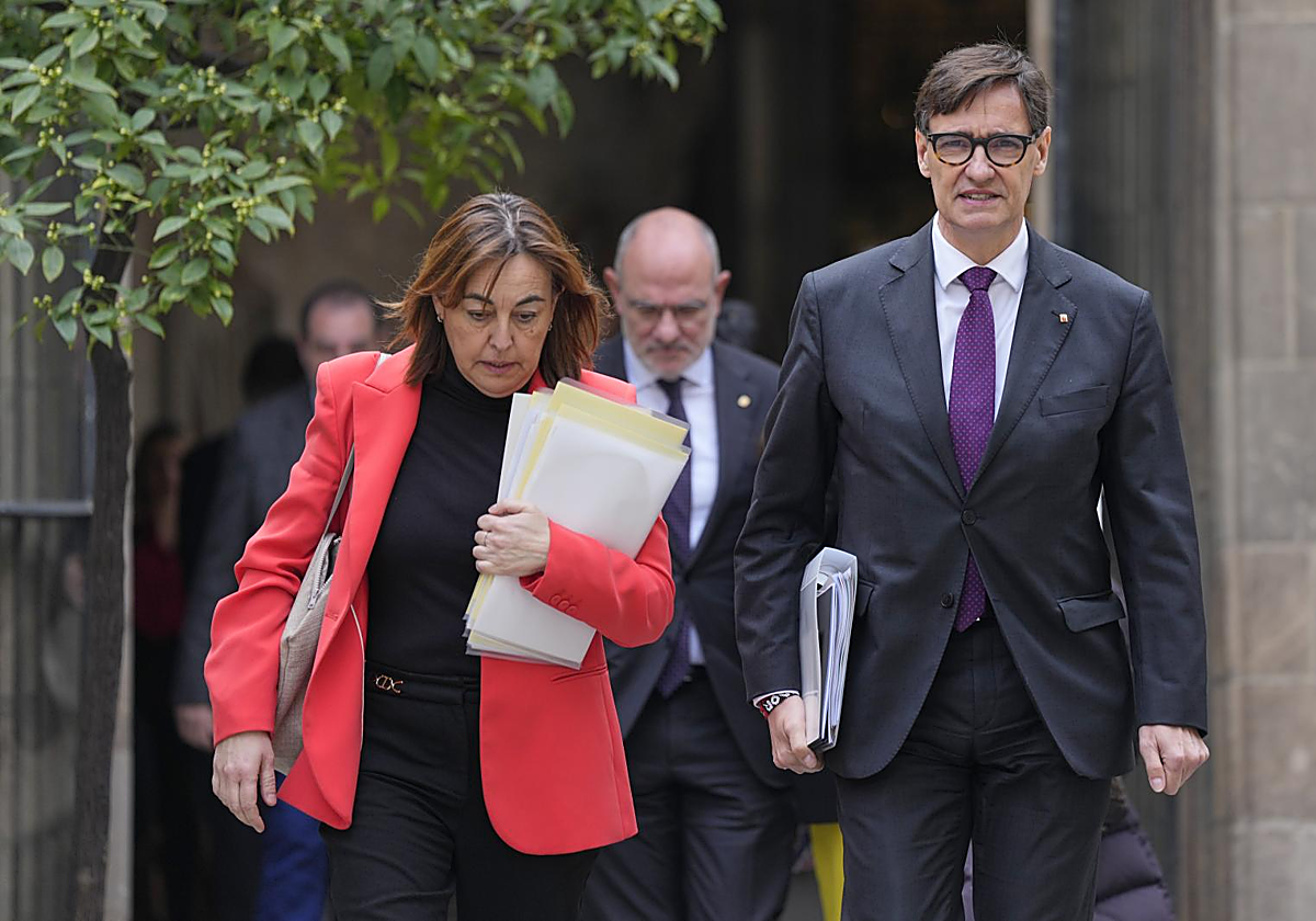 Sílvia Paneque y Salvador Illa, hoy, antes de la reunión del Govern catalán