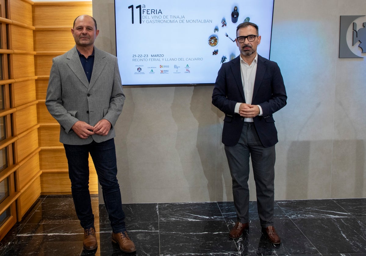 Miguel Ruz y Félix Romero en la presentación de la Feria del Vino de Tinaja