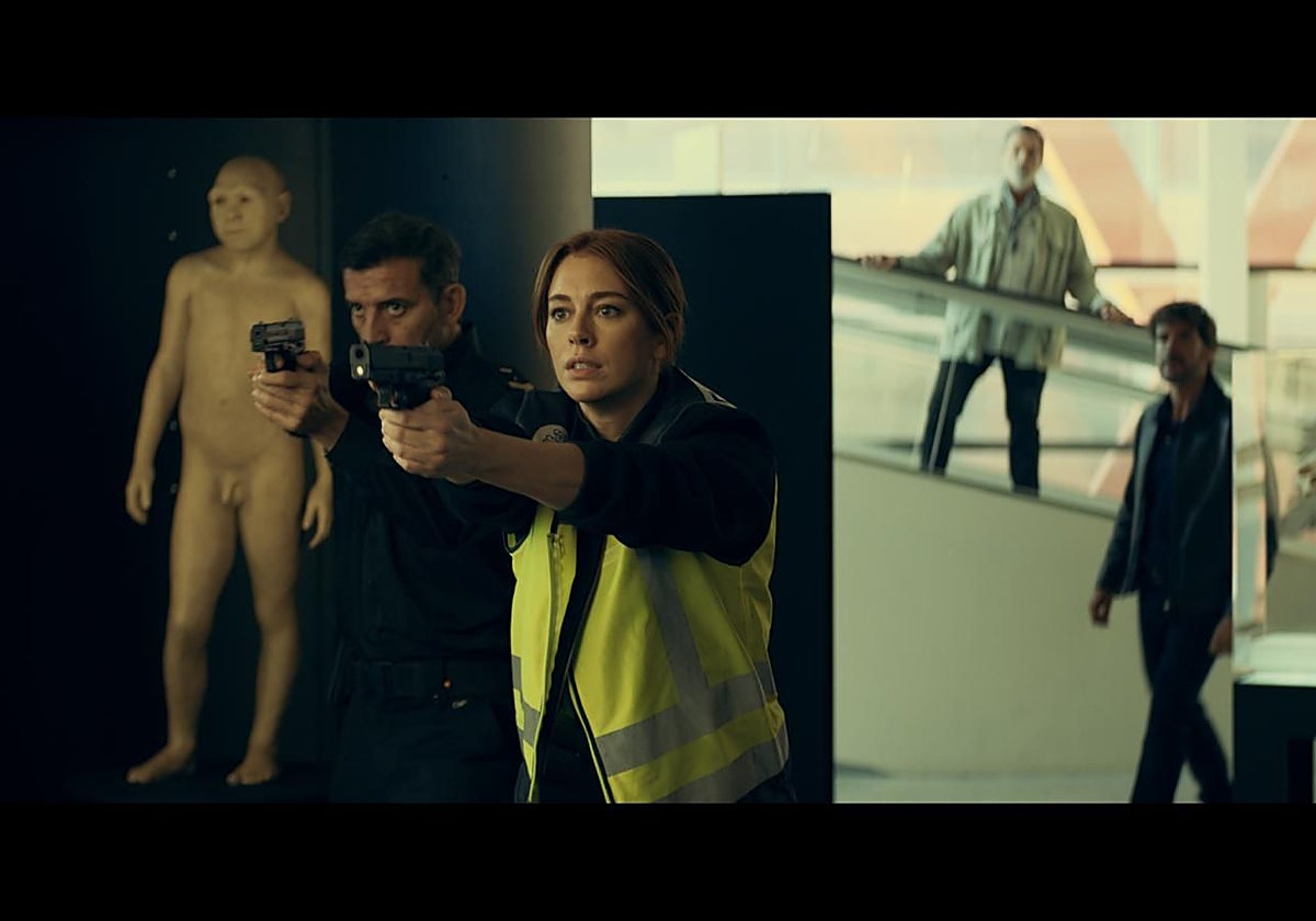 Secuencia de 'La huella del mal' rodada en el Museo de la Evolución Humana de Burgos