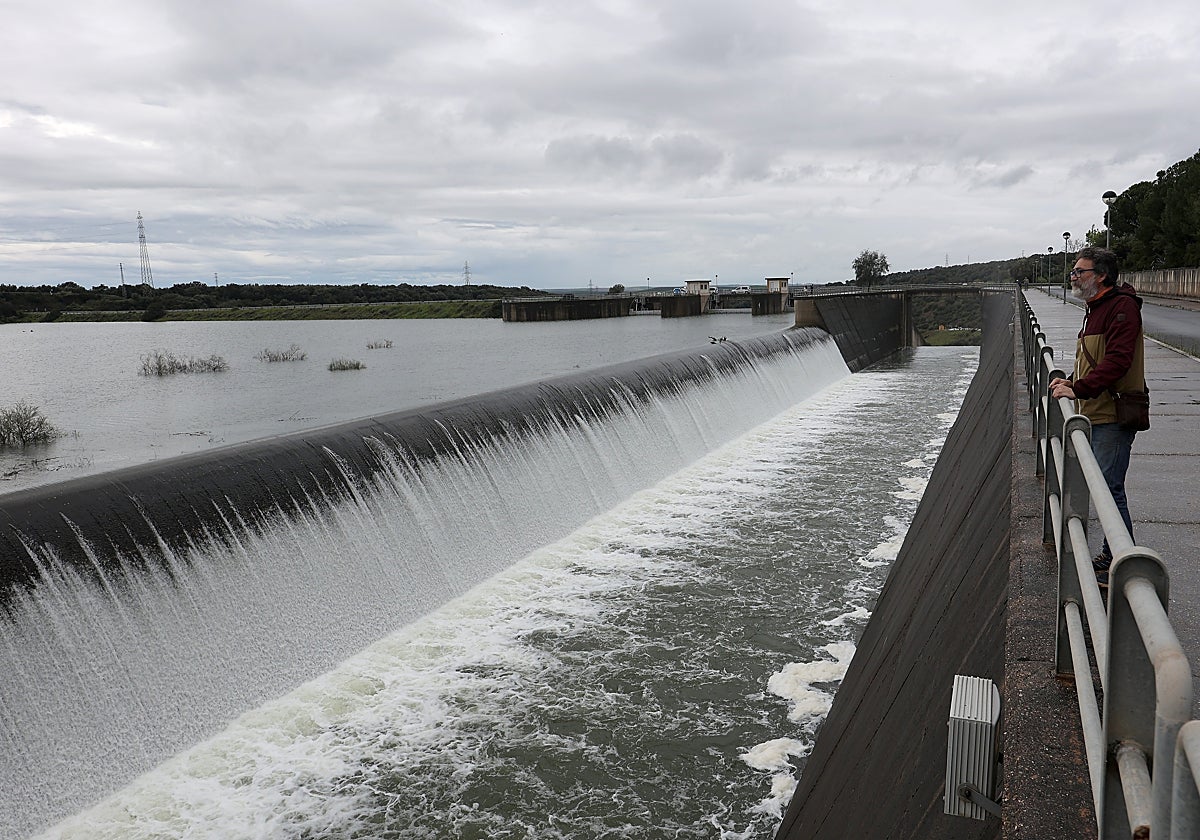 Un hombre observa el pantano de San Rafael de Navallana, esta pasada semana