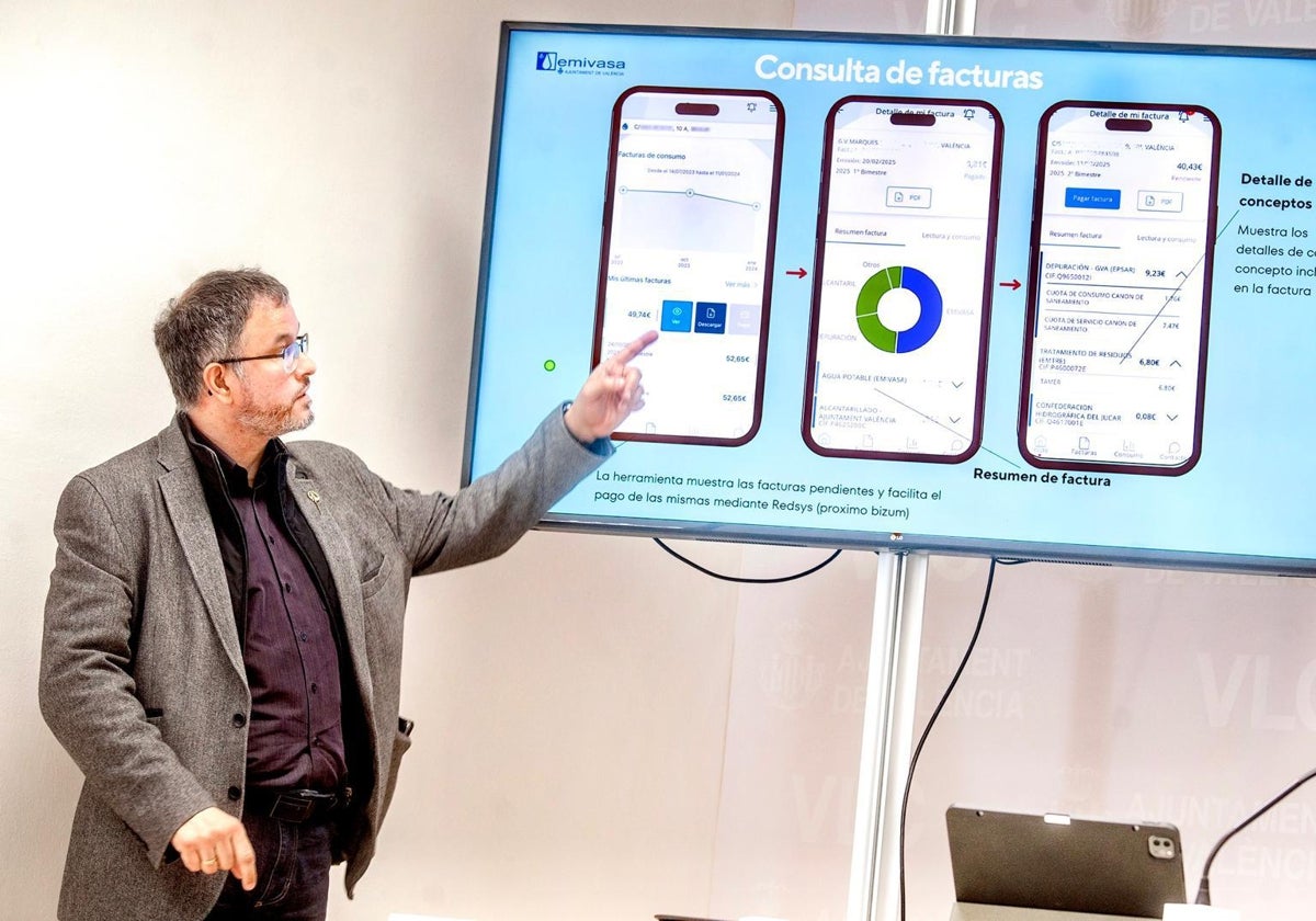 Imagen de la presentación de la nueva app de Emivasa en el Ayuntamiento de Valencia