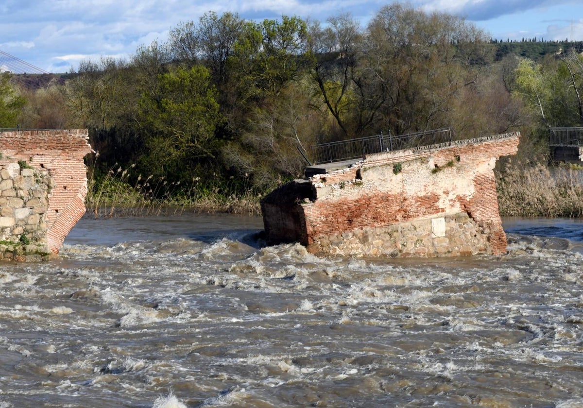 Estado en el qiue ha quedado el puente viejo de Talavera