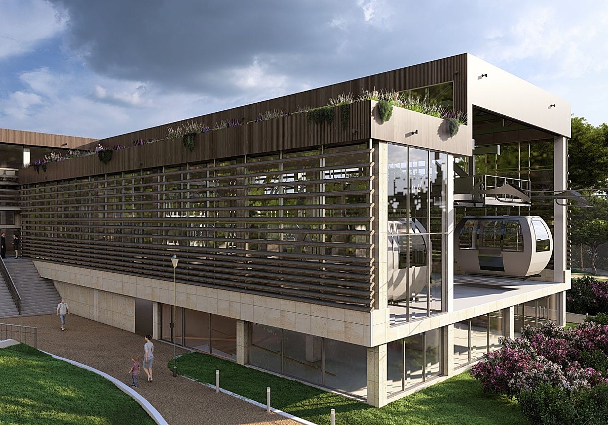 Nuevas cabinas y estación del Teleférico, en un fotomontaje