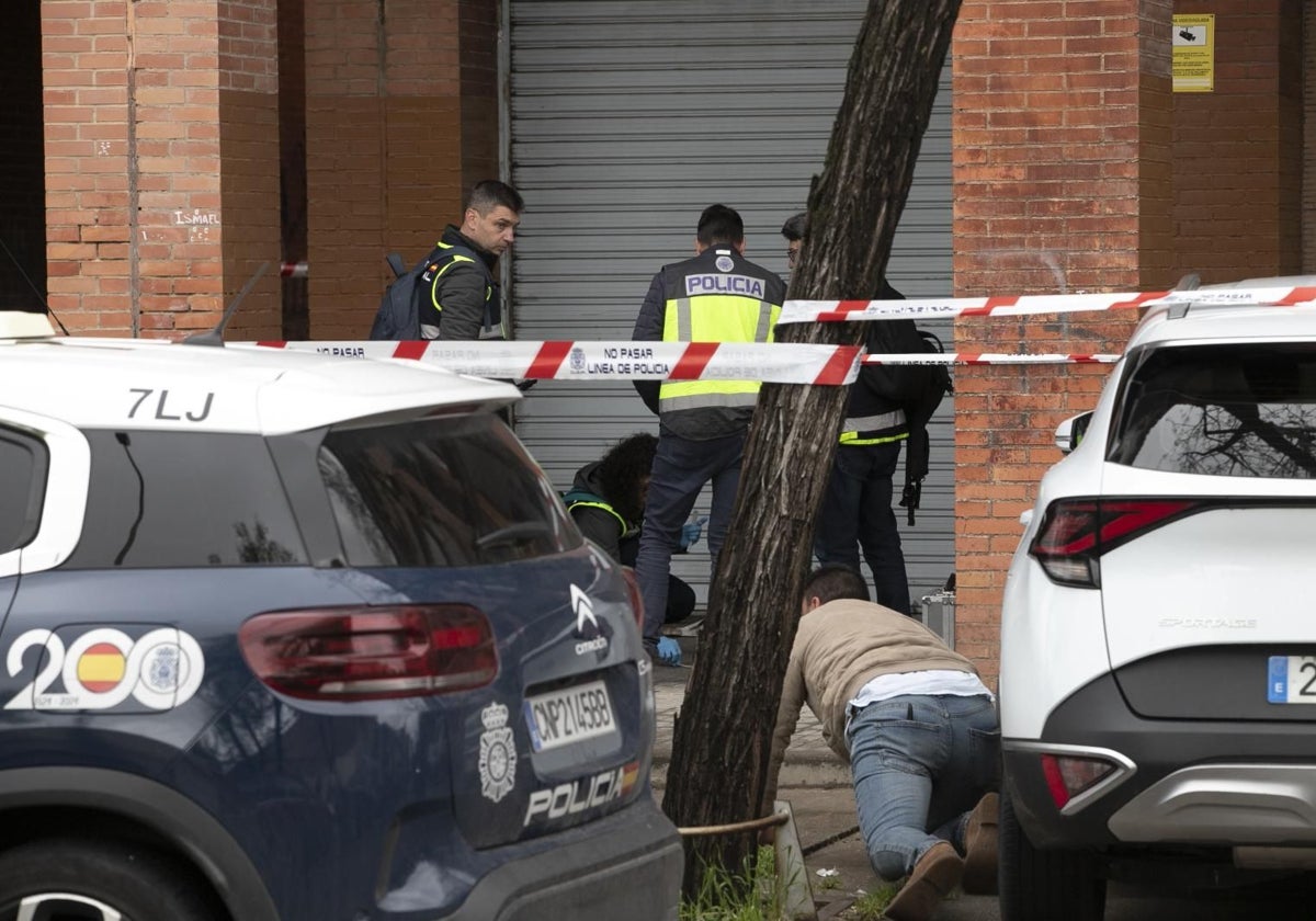 Agentes de la Policía Nacional en el lugar del crimen este pasado 3 de abril en Moreras