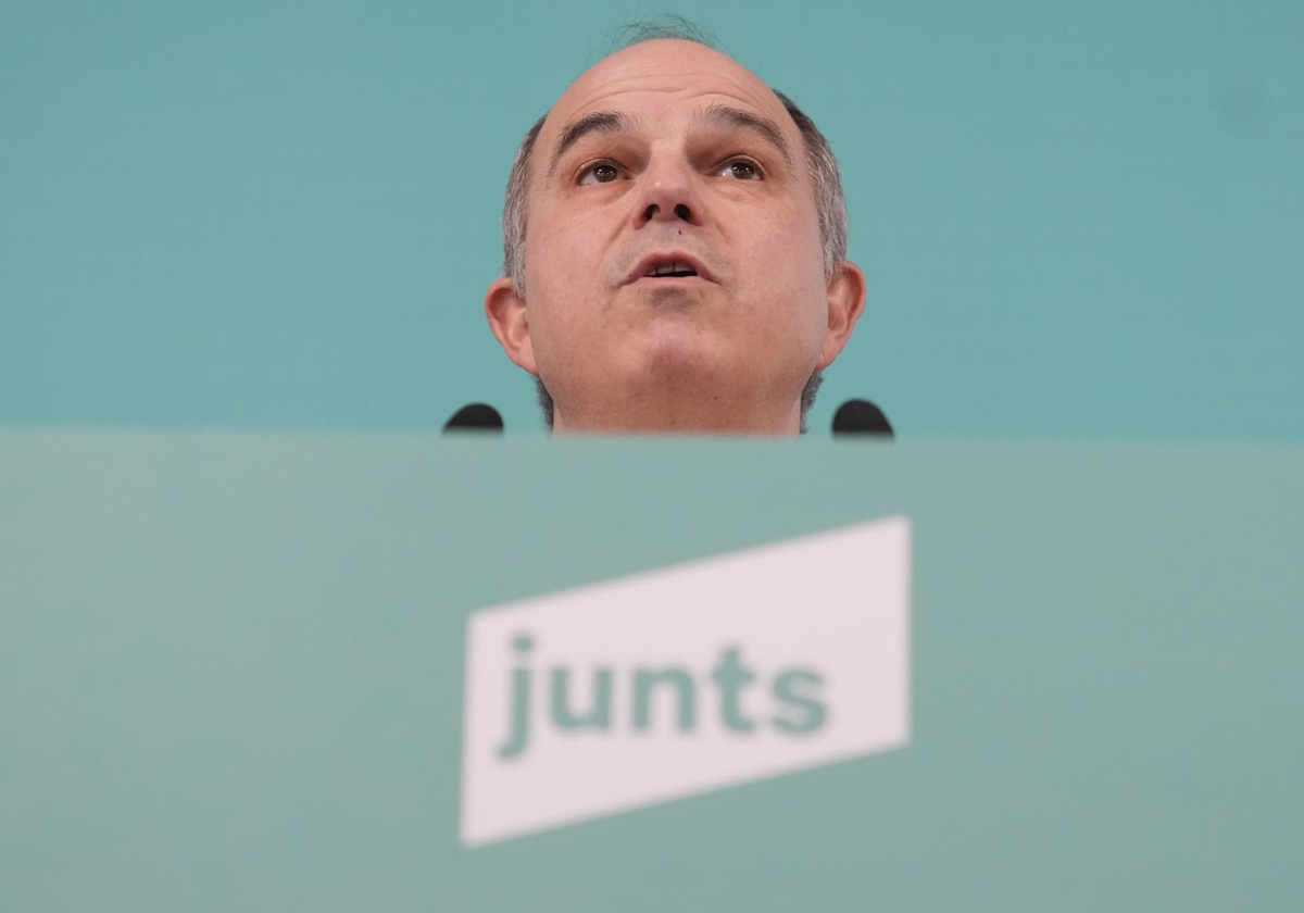 Jordi Turull, secretario general de Junts, durante una rueda de prensa en febrero