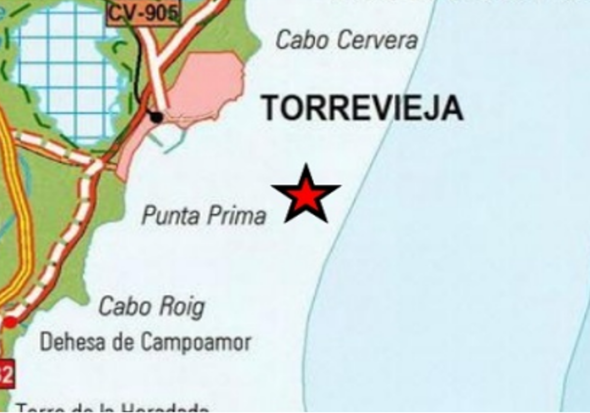 Epicentro del terremoto registrado este martes en Torrevieja, Alicante