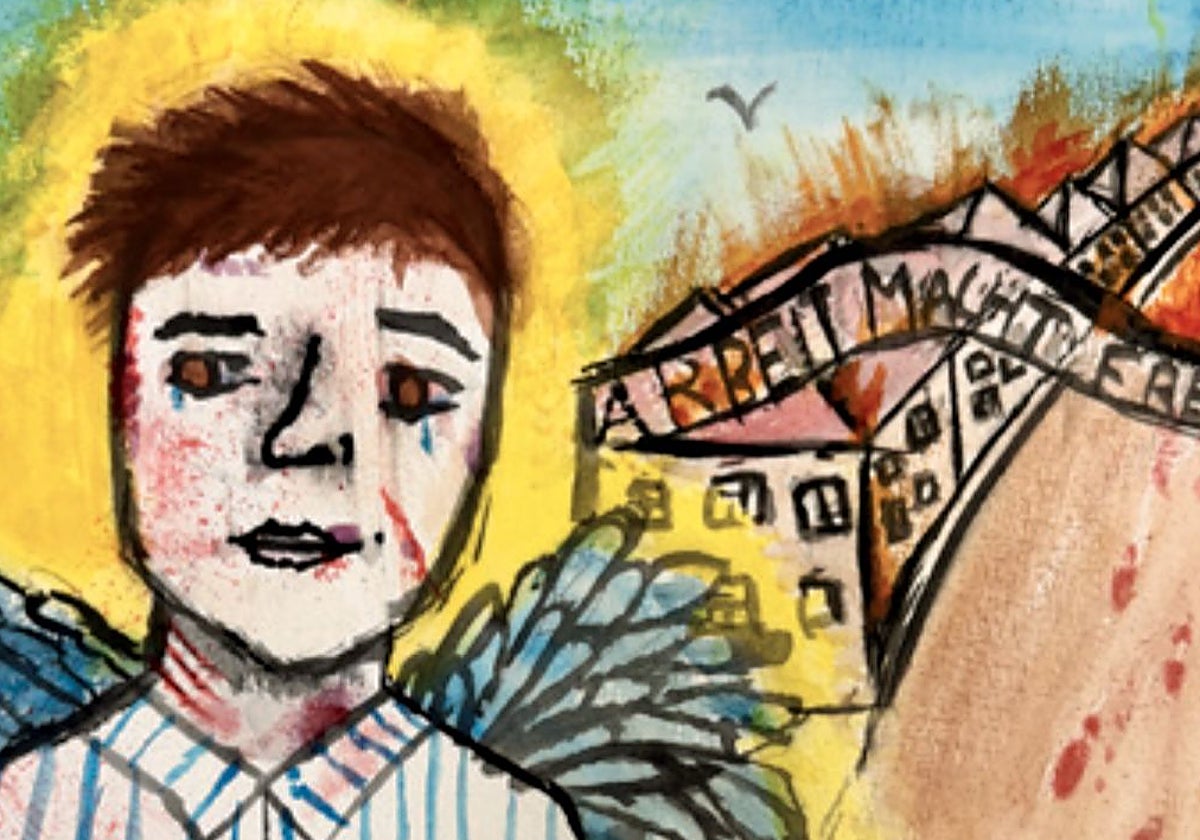 Fragmento de uno de los dibujos que se muestran al público, obra de un joven estudiante